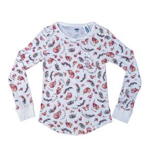 Old Navy Thermal Waffle Knit Long Sleeve Floral Tee Shirt Girls size XL 14 NWT